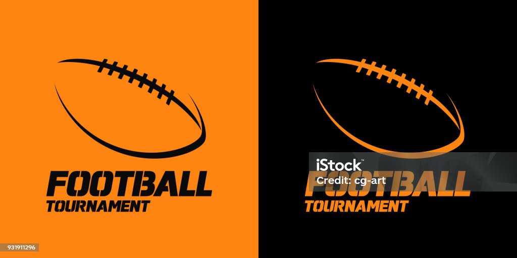 Баннер или эмблема дизайн с американским футболом мяч силуэт значок - Векторная графика Американский футбол - мяч роялти-фри