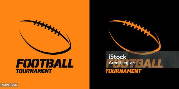 Banner Or Emblem Design With American Football Ball Silhouette Icon Stock Illustration - Download Image Now