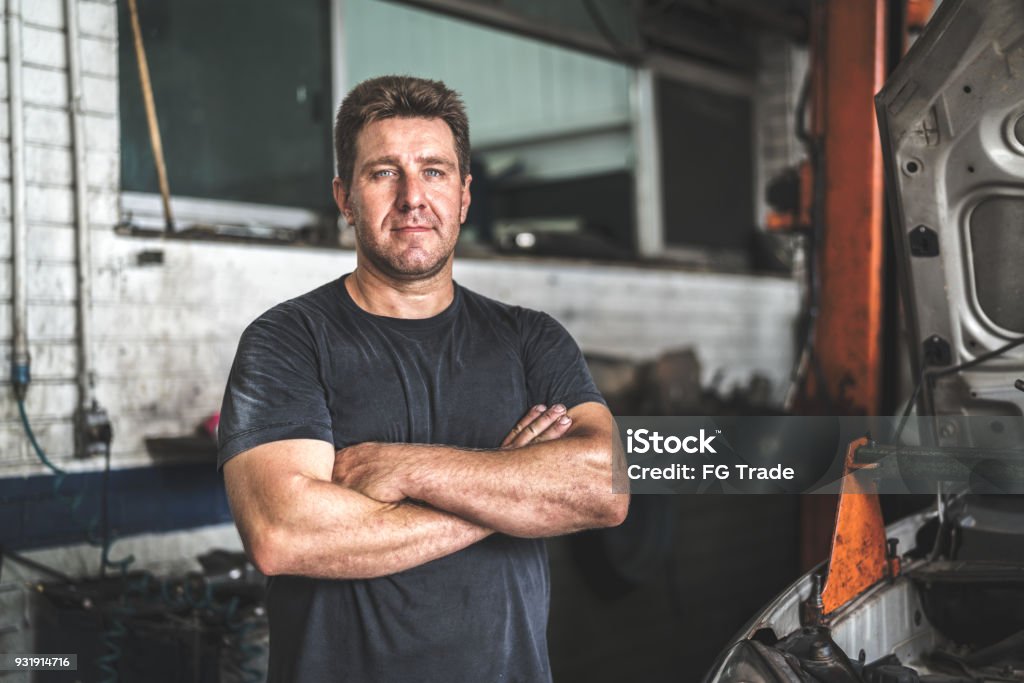 Auto Service Worker/Owner Portrait Men Stock Photo