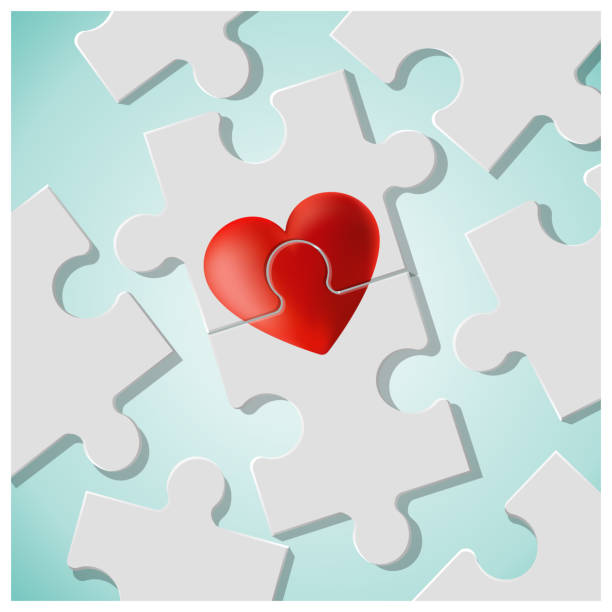 istock True love concept with pieces of red heart puzzle join together , vector , illustration 931917800
