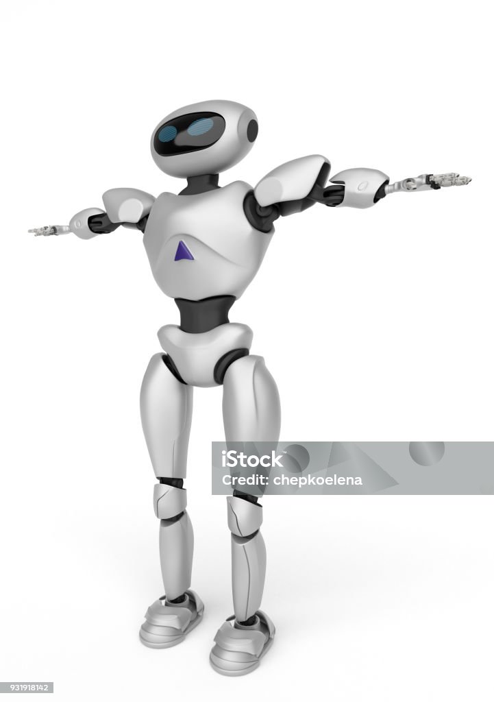 Modern Android Robot On A White Background 3d Rendering Stock Photo ...
