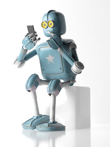 istock grunge vintage robot look on cell phone. 3D rendering. 931918334