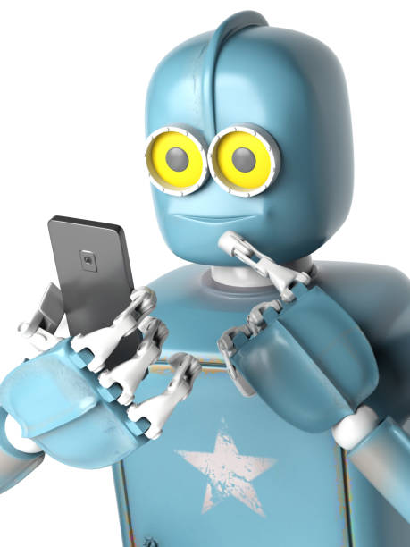 istock grunge vintage robot look on cell phone. 3D rendering. 931918380