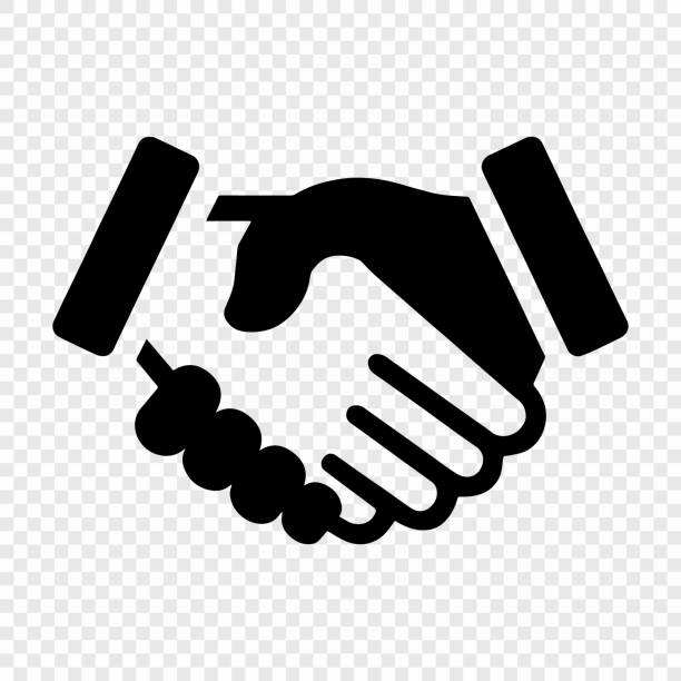 handshake icon handshake icon. background for business and finance trust stock illustrations