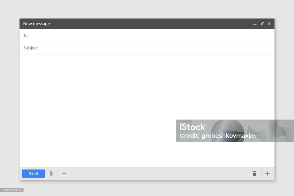 Email blank page Email blank template internet page. interface for mail message E-Mail stock vector