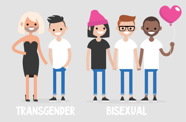Different types of sexuality: Transgenders and Bisexuals. LGBTQ community. Concept. Flat editable vector illustration, clip art Different types of sexuality: Transgenders and Bisexuals. LGBTQ community. Concept. Flat editable vector illustration, clip art polygamy stock illustrations
