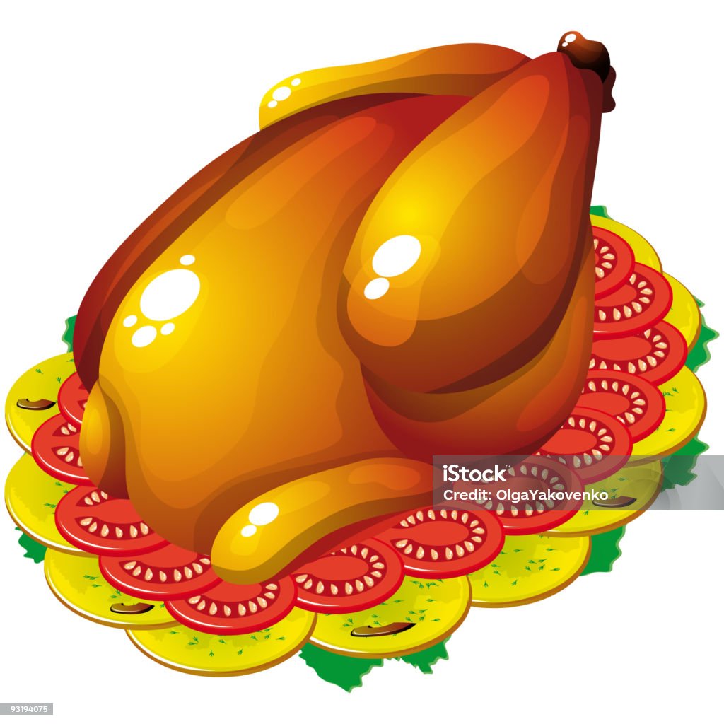 Pollo asado - arte vectorial de Amarillo - Color libre de derechos