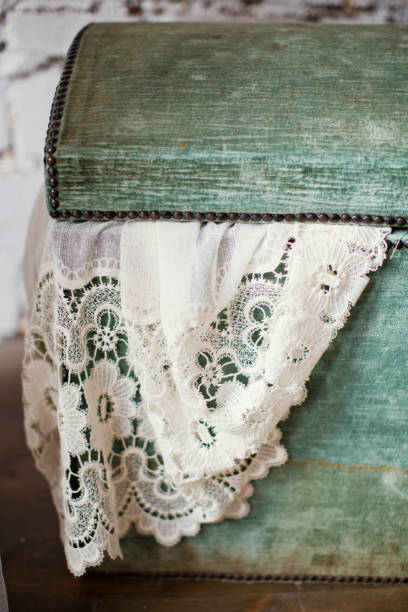 istock vintage velvet dower chest with lace 931944718