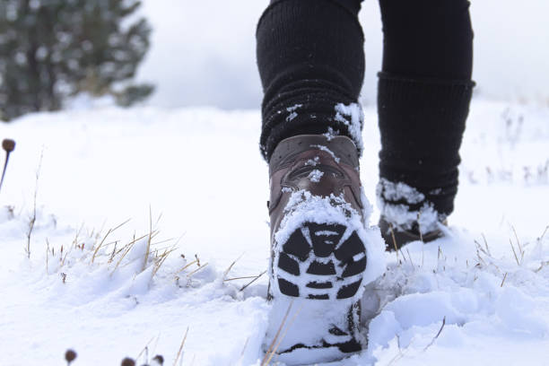 istock Woman´s Legs Walking on the Snow 931945212