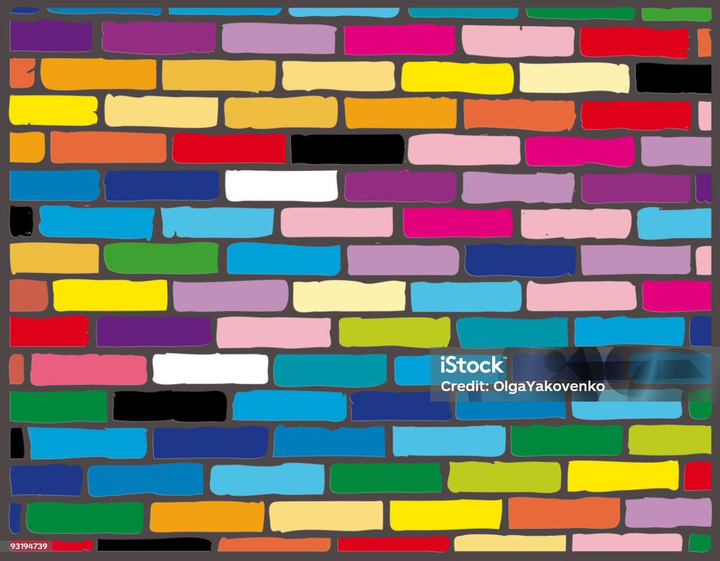 vector colorido pared de ladrillos - arte vectorial de Amarillo - Color libre de derechos