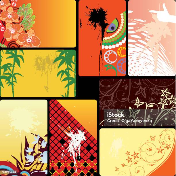 Cartes De Visite Vecteurs libres de droits et plus d'images vectorielles de Bambou - Bambou, Branche - Partie d'une plante, Carré - Composition