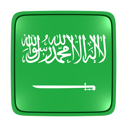 3d rendering of a Saudi Arabia flag icon. Isolated on white background.