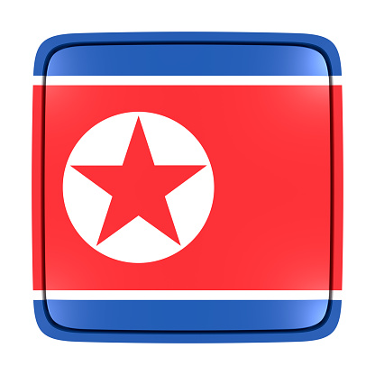 3d rendering of a North Korea flag icon. Isolated on white background.