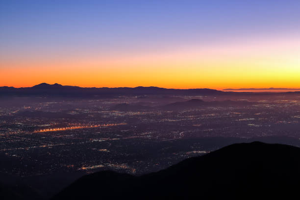 Night falls on San Bernardino county stock photo