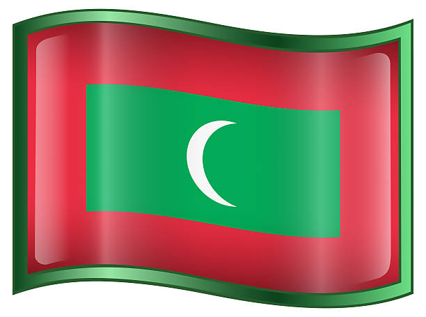 モルディブの旗アイコンの白い背景で隔離されます。 - maldivian flag ストックフォトと画像