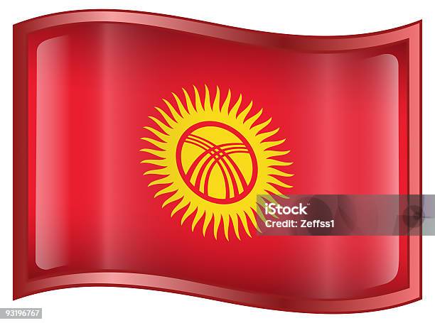 Kirghizistan Icona Della Bandiera Isolato Su Sfondo Bianco - Fotografie stock e altre immagini di Asia