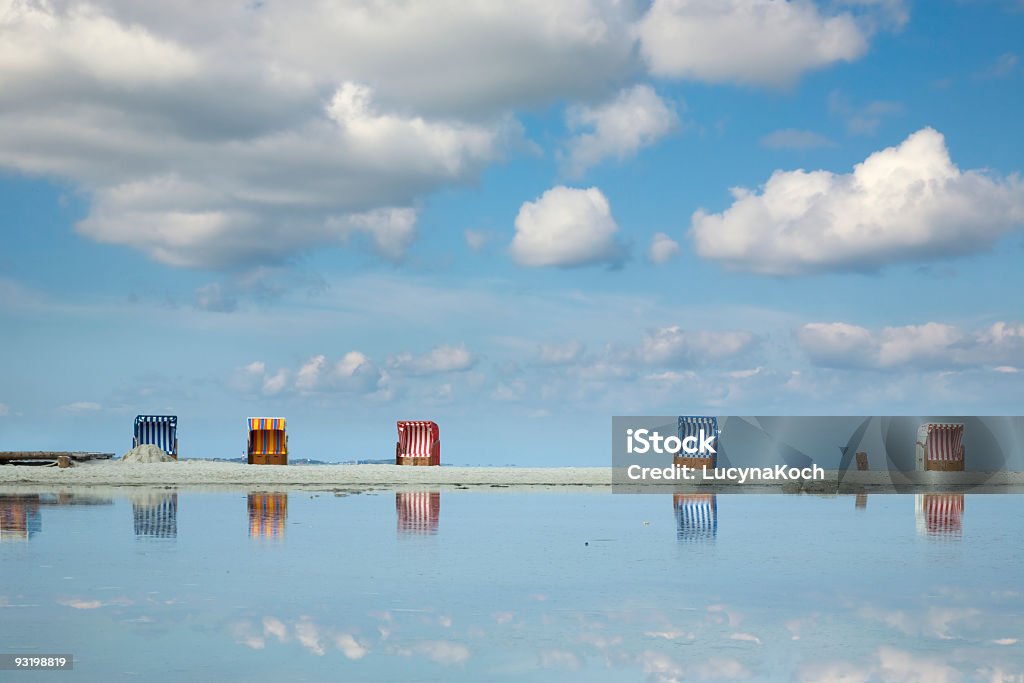 Multi colored Strandkörbe, Norddorf Strand - Lizenzfrei Flut Stock-Foto