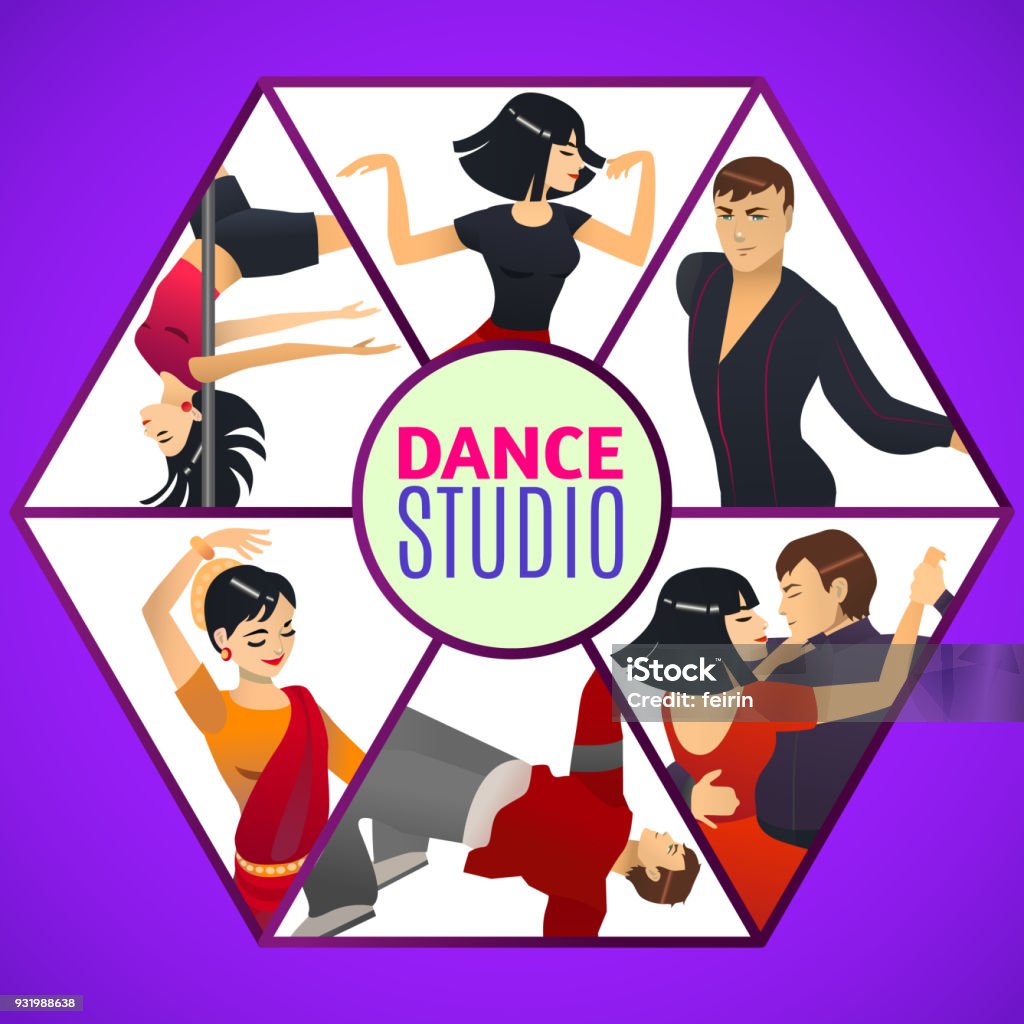 Dance Studio Example Draw Dance Studio Template In Cartoon Style Stock Illustration - Download ...