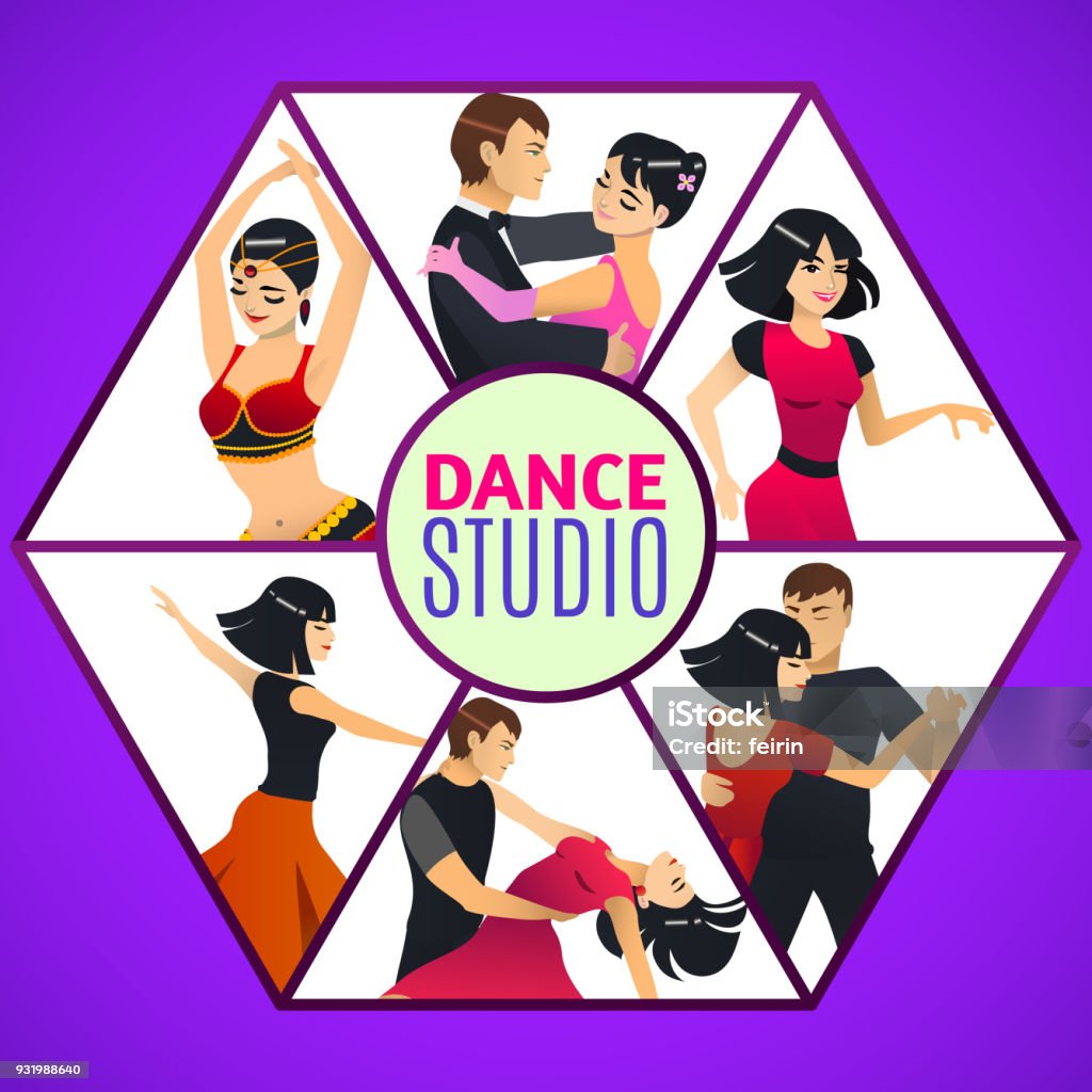 Dance Studio Example Draw Dance Studio Template In Cartoon Style Stock Illustration - Download ...