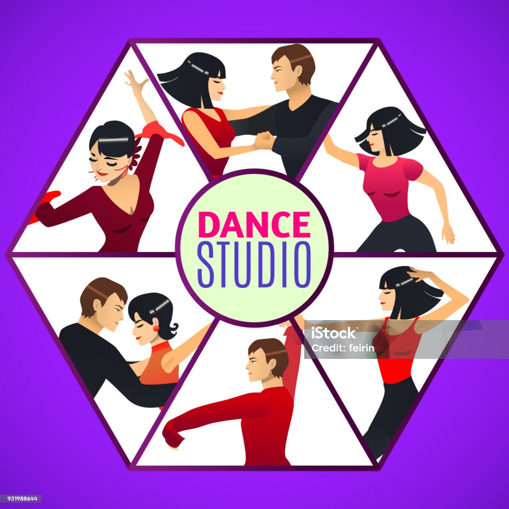 Dance Studio Example Draw Dance Studio Template In Cartoon Style Stock Illustration - Download ...