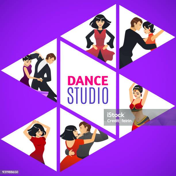 Dance Studio Example Draw Dance Studio Template In Cartoon Style Stock Illustration - Download ...