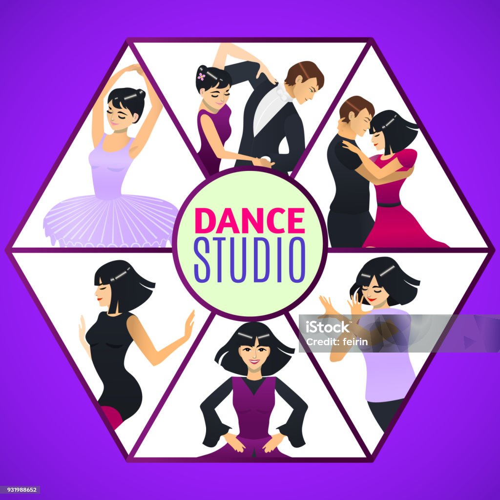 Dance Studio Example Draw Dance Studio Template In Cartoon Style Stock Illustration - Download ...