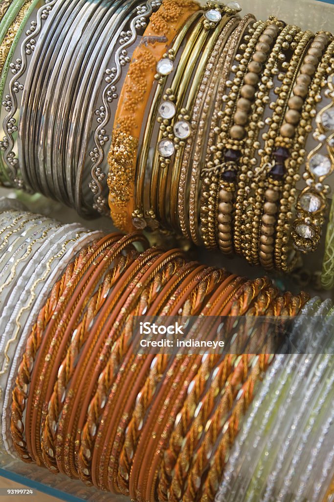 Indian Bangles A closeup image of colorful Indian bangles in bangle box. Abstract Stock Photo