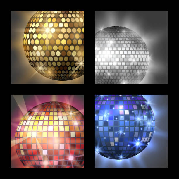 illustrazioni stock, clip art, cartoni animati e icone di tendenza di disco ball discotheque card musica party night club attrezzatura da ballo illustrazione vettoriale - disco ball sunbeam evening ball design