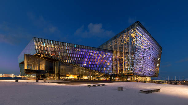 Harpa Concert Hall during winter in Reykjavik - fotografia de stock