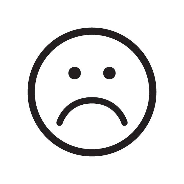 Sad face icon. Unhappy face symbol. Sad face icon. Unhappy face symbol. Flat stile. Black and white vector illustration. frowning stock illustrations