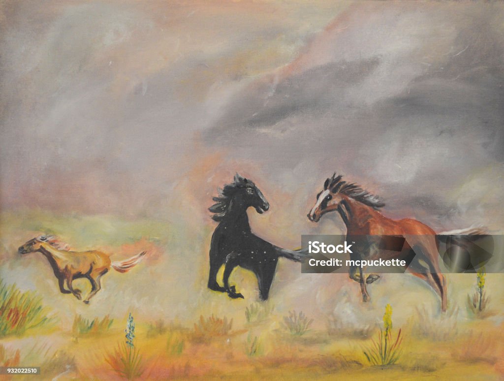 Vetores de Cavalos Selvagens Em Jogo e mais imagens de Pintar - Pintar,  Cavalo - Família do cavalo, Arte - iStock