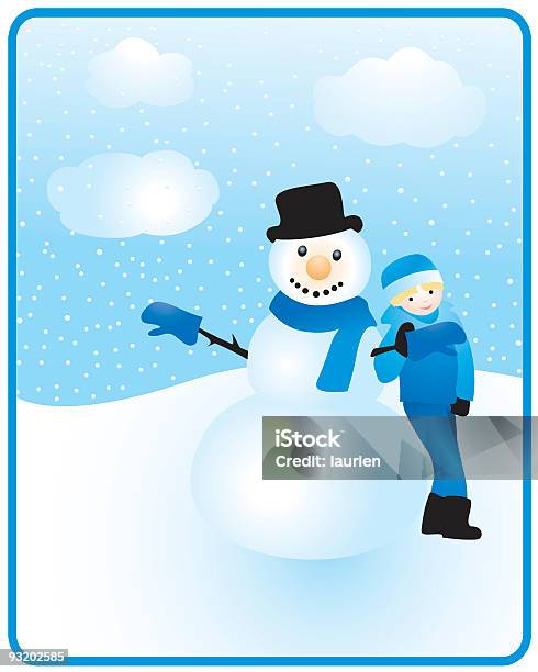 Snow Day Stock Illustration - Download Image Now - Blue, Boys, Child