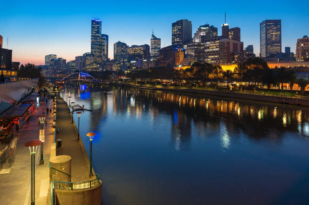 istock Yarra river promenade and Melbourne CBD at night 932026860