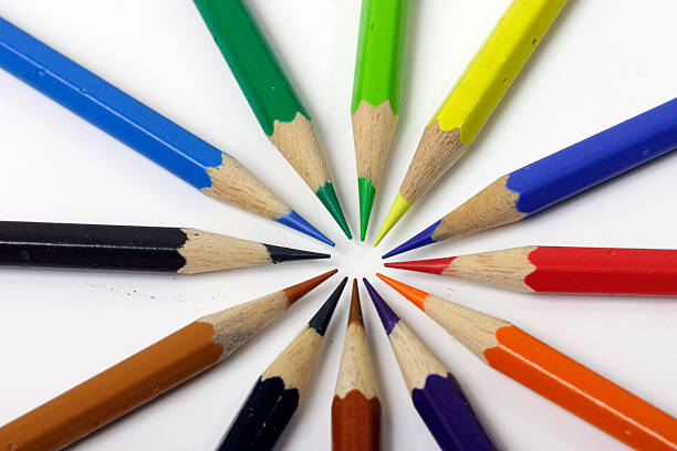 Color pencils in circle stock photo