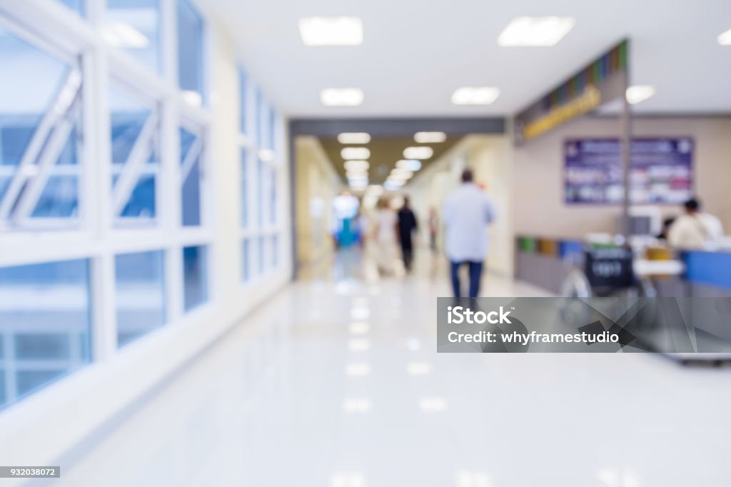 desenfoque de fondo de la imagen del corredor en el hospital o clínica imagen - Foto de stock de Hospital libre de derechos