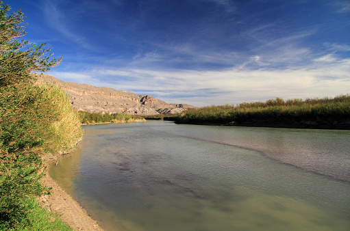 The Rio Grande as it nears the Boquillas Canyon section of Big Bend National Park in the US state of Texas