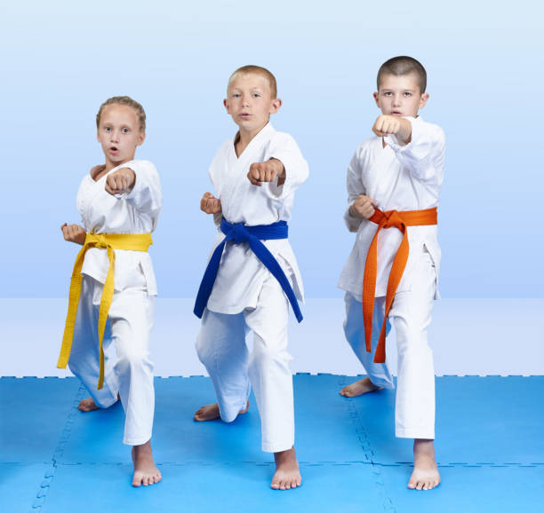 istock On a blue mats three athletes beat punch arm 932052284