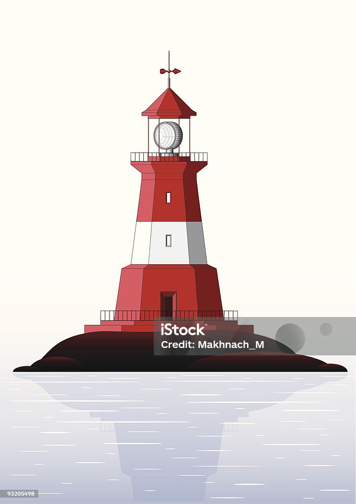 Detallada ilustración de lighthouse - arte vectorial de Agua libre de derechos