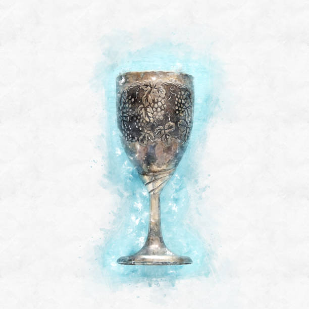 aquarelle de style et image abstraite du juif tasse de vin pour le vin. pâque concept vacances et shabbat. - passover judaism seder kiddush cup photos et images de collection