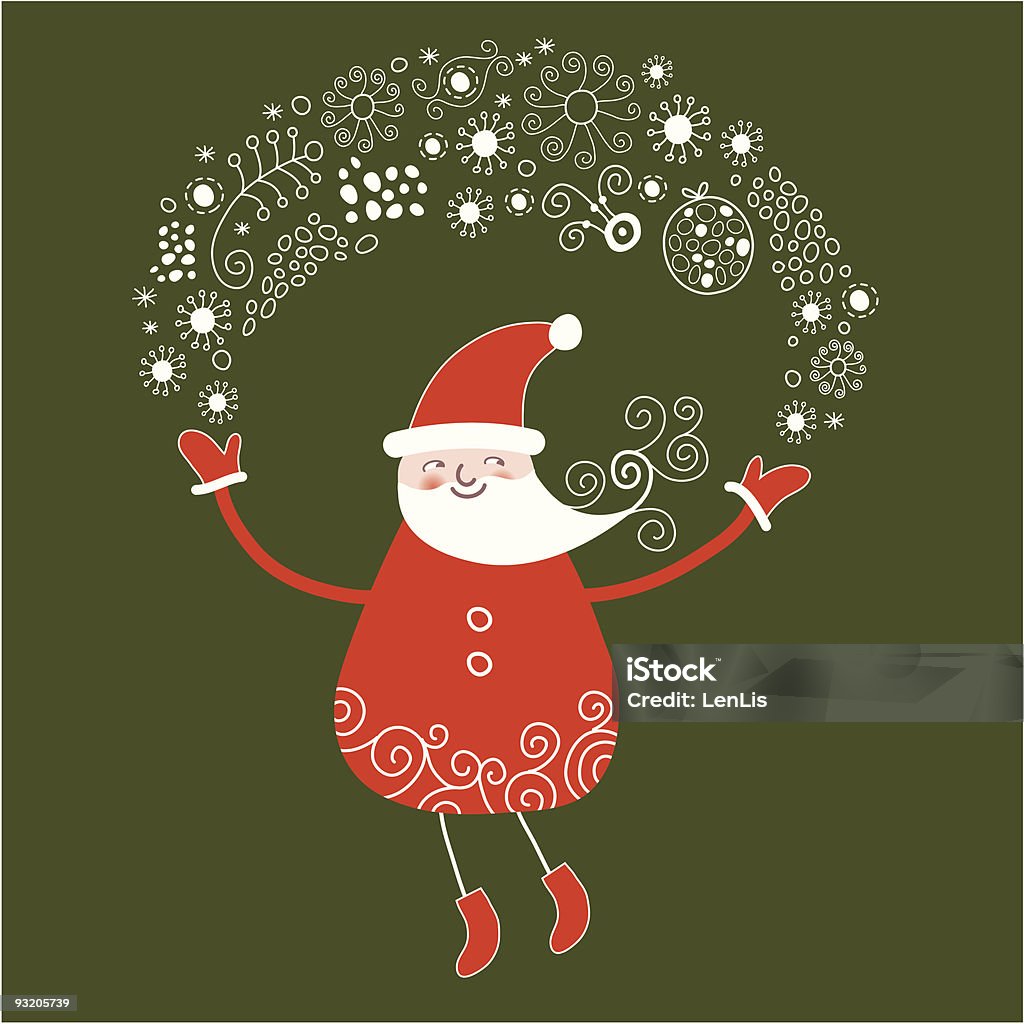 クリスマスカード-サンタとスノーフレーク - クリスマスのロイヤリティフリーベクトルアート