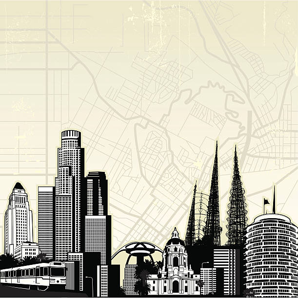 Iconic Los Angeles  hollywood california stock illustrations