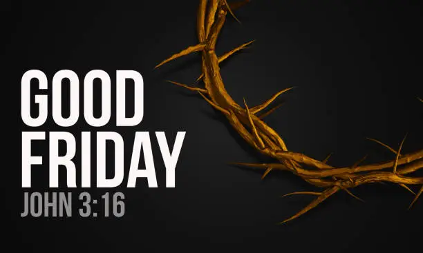 Good Friday John 3:16 Gold Crown of Thorns 3D Rendering