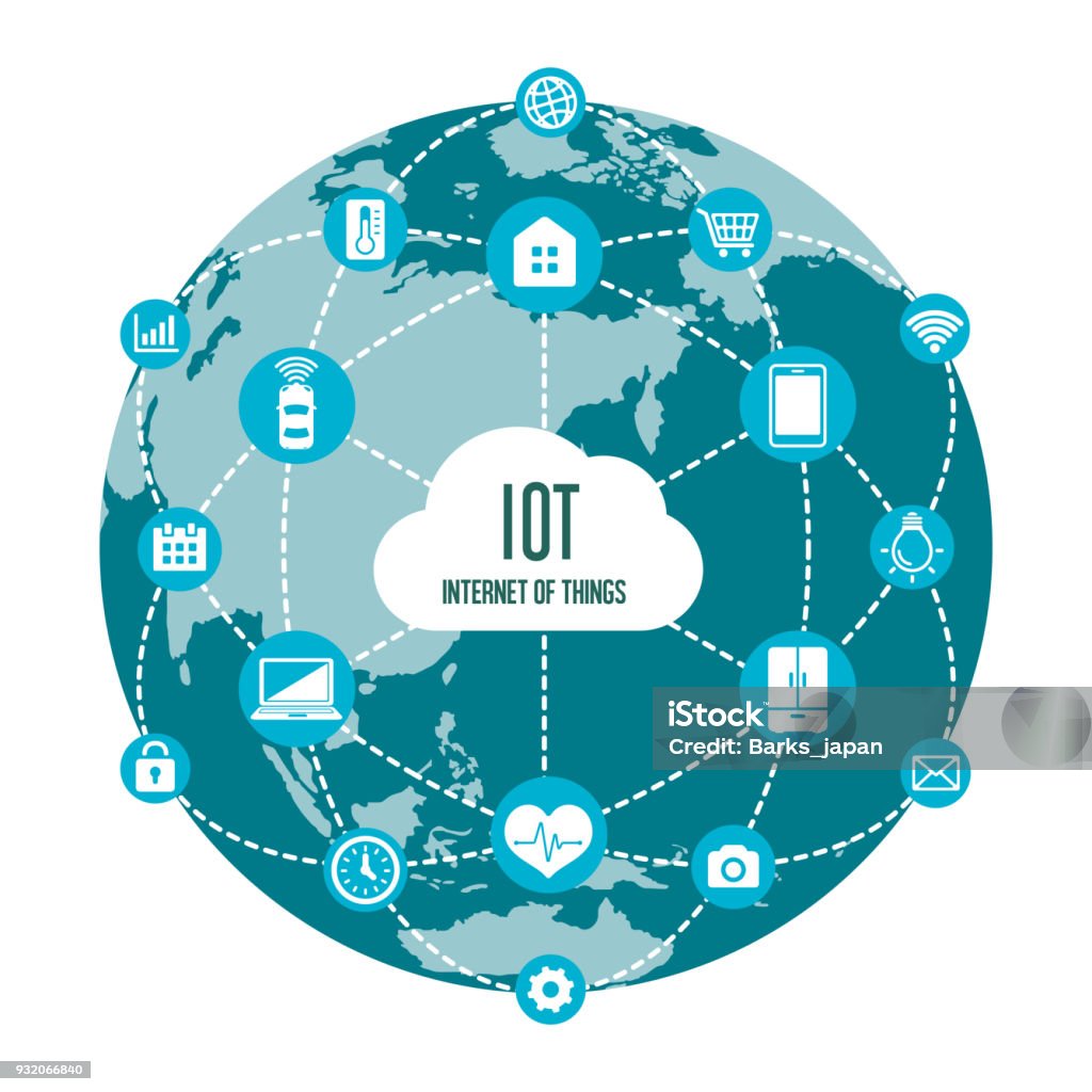 IoT ( internet of things ) image illustration (earth) / blue color. Internet of Things stock vector