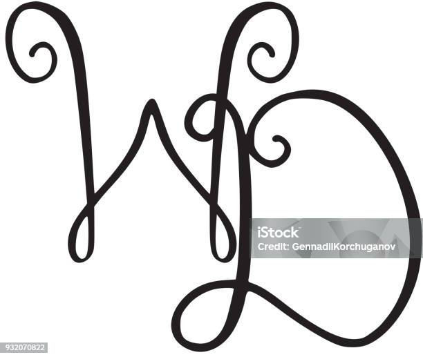 Handwritten Monogram Wd Icon Stock Illustration - Download Image Now - Abstract, Boutique, Business