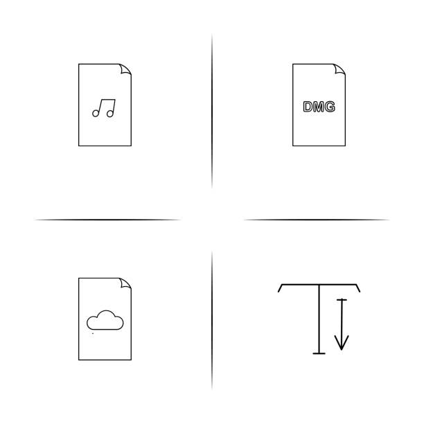 Files And Folders, Sign simple linear icon set.Simple outline icons Files And Folders, Sign simple linear icon set.Simple outline icons l proline stock illustrations