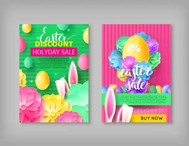 Vector illustration of Vouchers easter sale discount