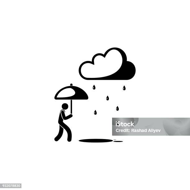 Man In The Rain With Umbrella Icon Element Of Weather Elements Illustration Premium Quality Graphic Design Icon Signs And Symbols Collection Icon For Websites Web Design Stock Illustration - Download Image Now