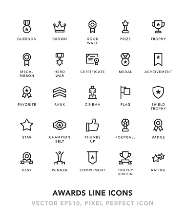 Awards Line Icons Vector EPS 10 File, Pixel Perfect Icons.