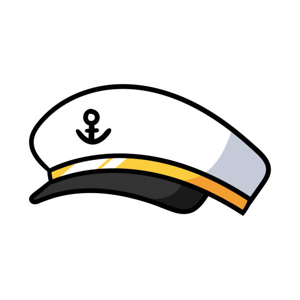 Cartoon Sea Captain Hat Cartoon Sea Captain Hat sailor hat stock illustrations