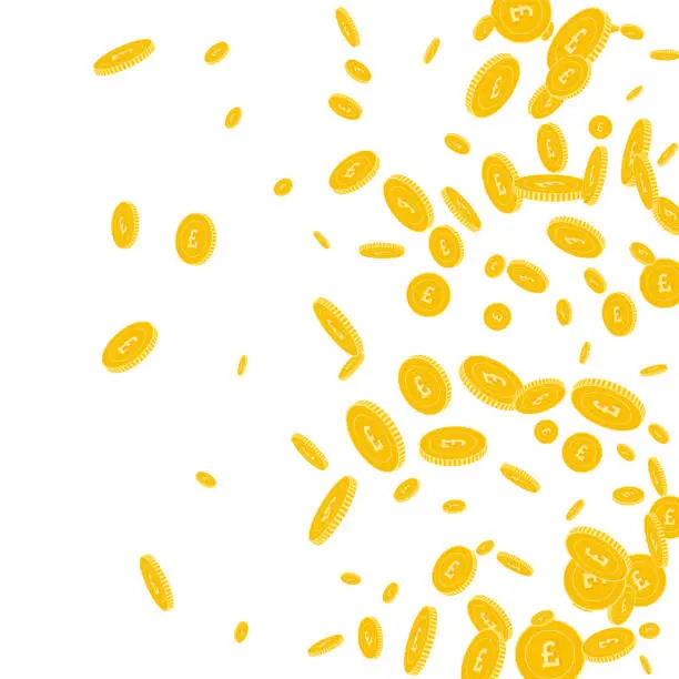 Vector illustration of British pound coins falling.